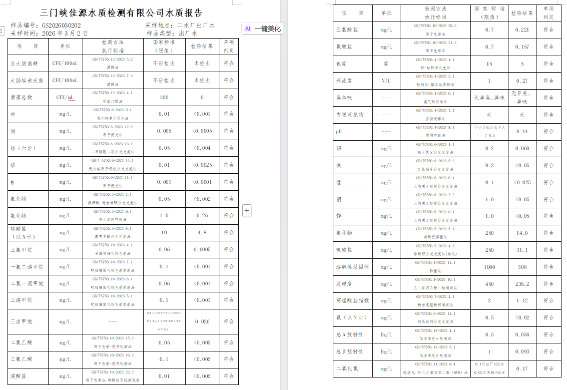 三門,峽市,供水,集團(tuán),有限,公司,出廠,水水, . 三門峽市供水集團(tuán)有限公司出廠水水質(zhì)信息（2026年3月）